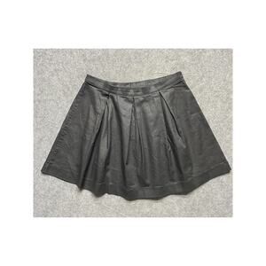 FC Jeans Skirt Womens US 10 Black Pleated A Line Coated Denim Mini